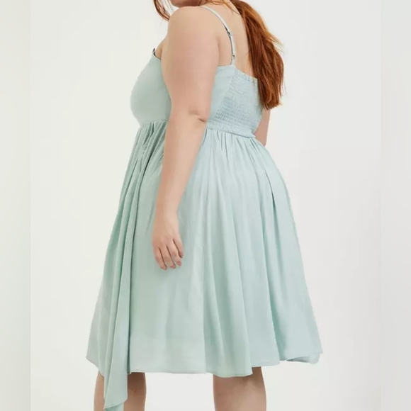 Torrid Mint Blue Challis Sharkbite Skater Dress - Picture 5 of 8